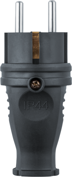 Вилка электрическая Navigator NCA-PLR02 16А IP44 с заземлением каучук черная 38127