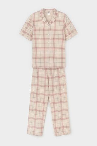 пижама  для девочки  КБ 2829/бежевый,текстильная клетка