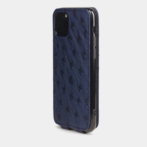Special order: Чехол для iPhone 11 Pro из натуральной кожи страуса, синего цвета
