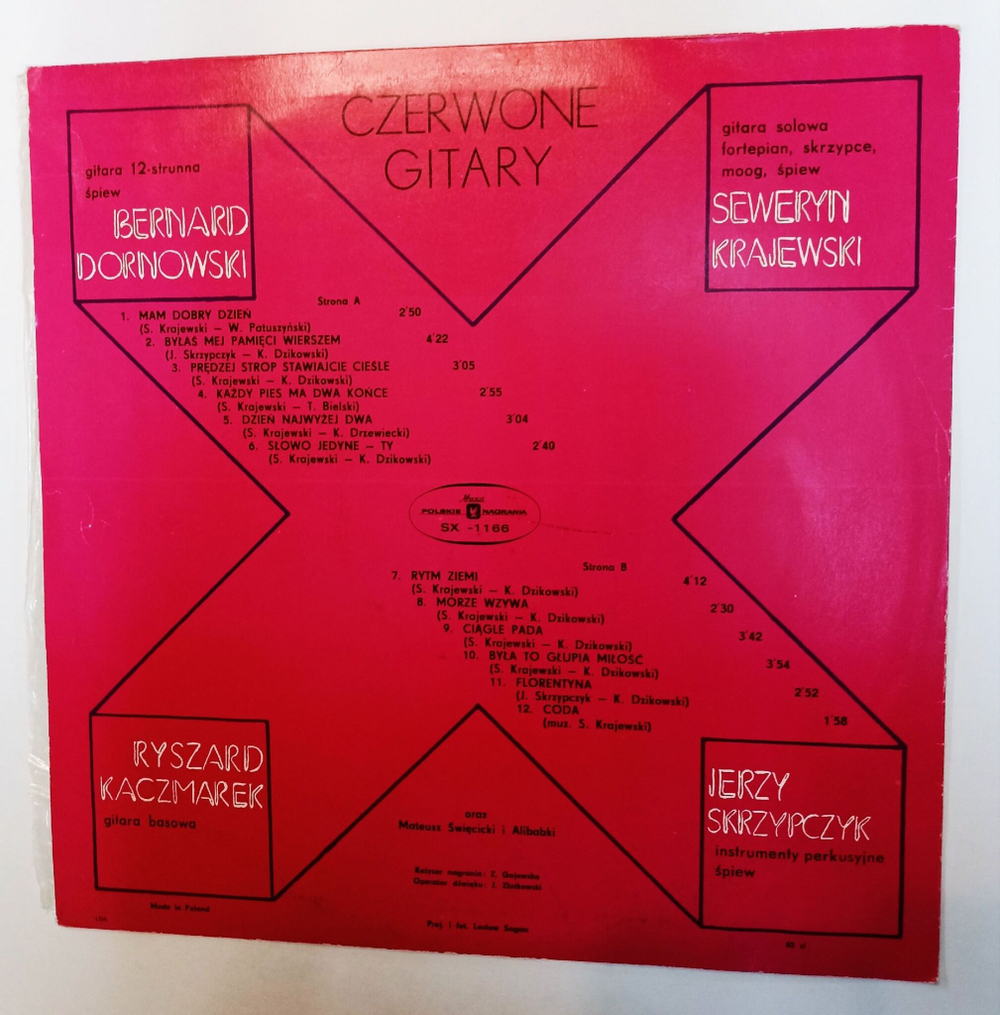 Винтажная виниловая пластинка LP Czerwone Gitary ВИА Червоны гитары Rytm Ziemi (Польша 1974)