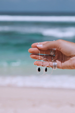 Серьги-протяжки «Сатурн» с черным ониксом