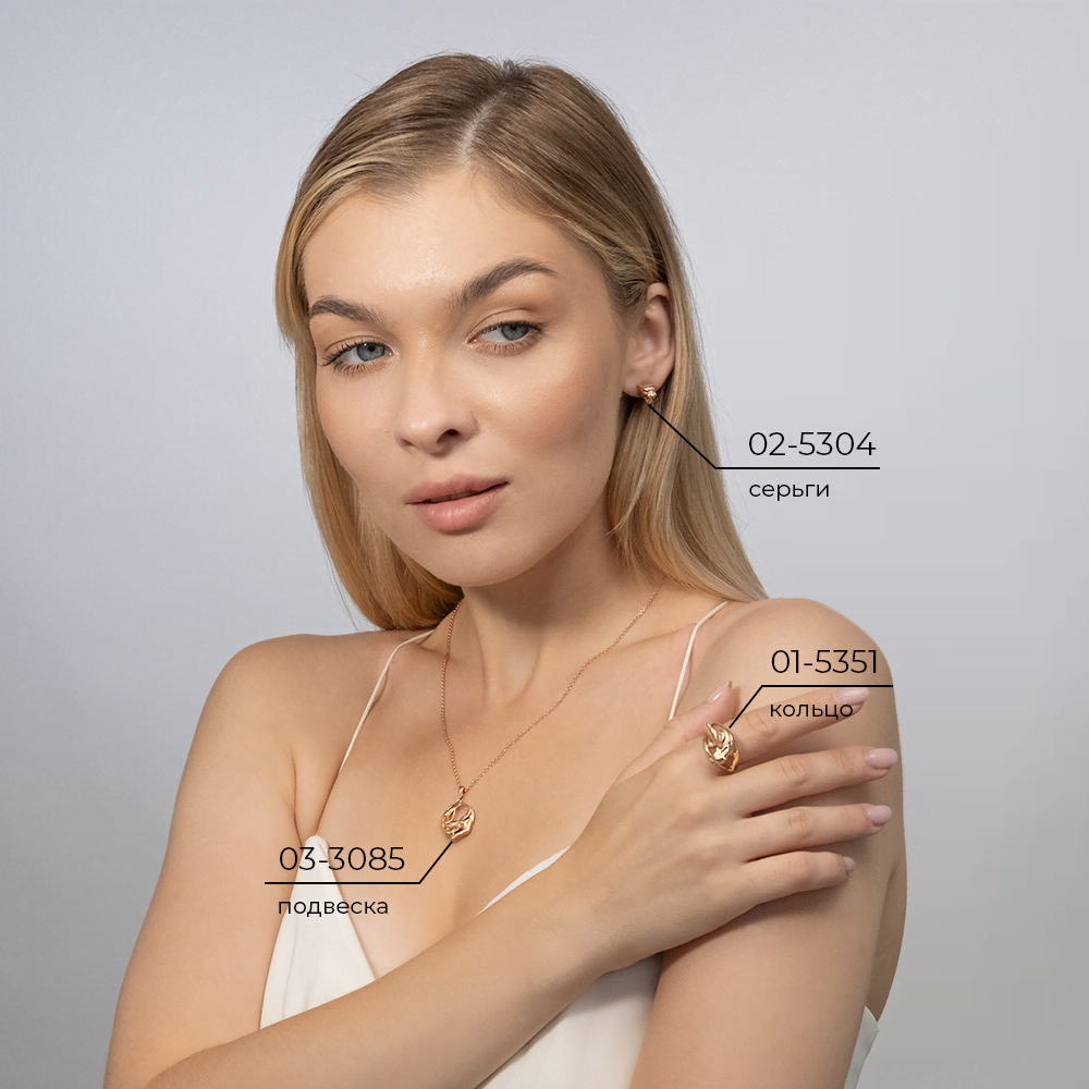 Серьги-пусеты «Пантеры» из красного золота с эмалью