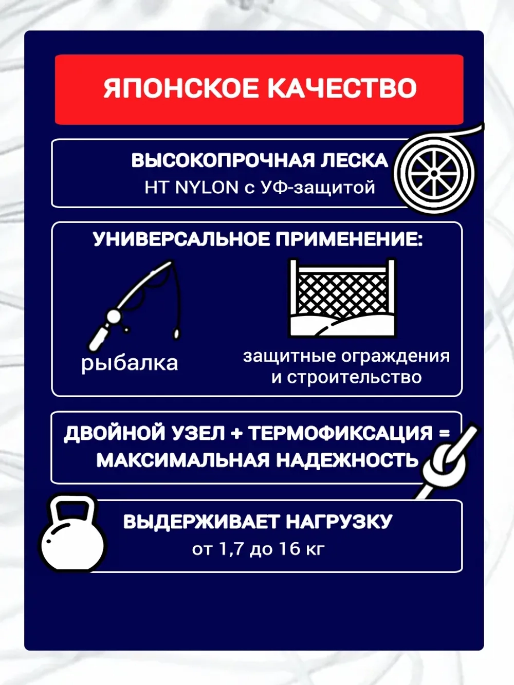 Сетеполотно леска заградительное кукла рыболовная M 0,17 30