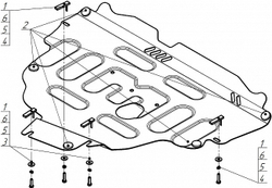 Защита картера двигателя, КПП. 2 мм, Сталь. для Ford Galaxy 2010-2015, Motodor.72602