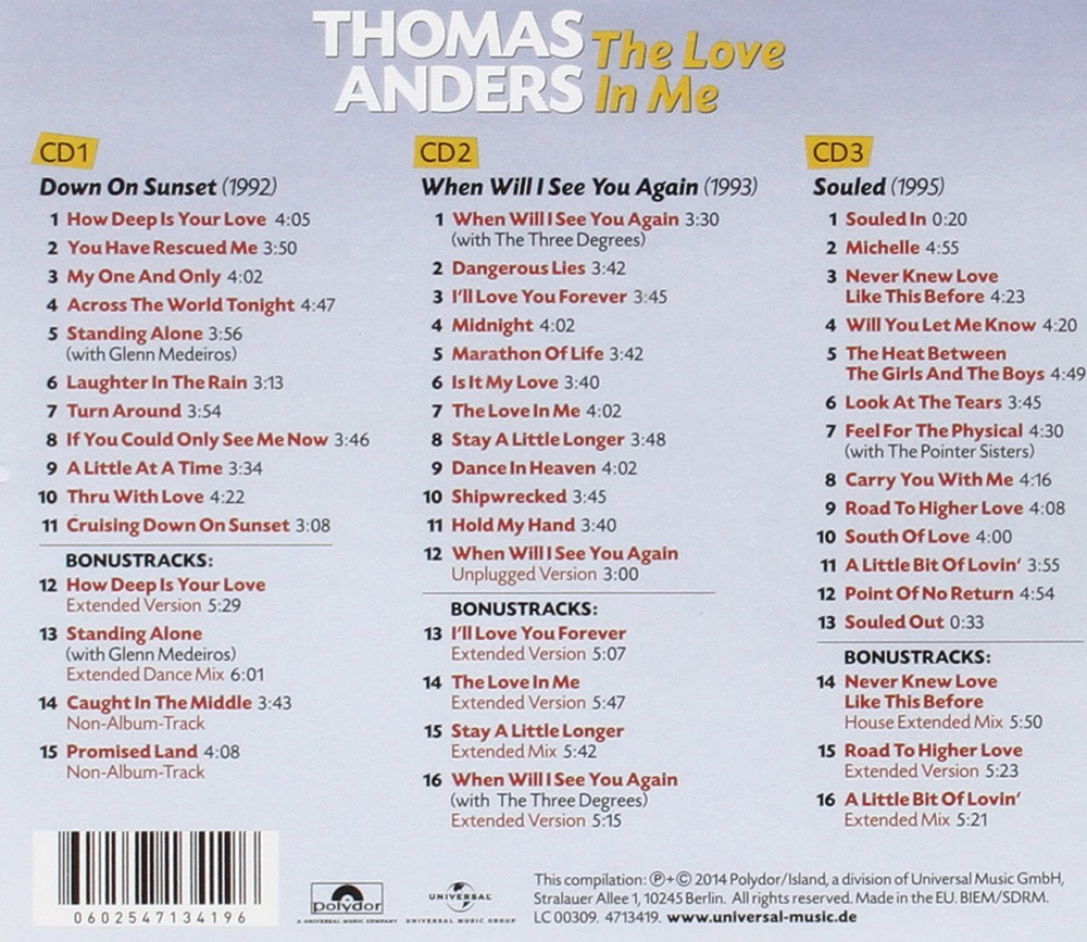 Thomas Anders / The Love In Me (3CD)