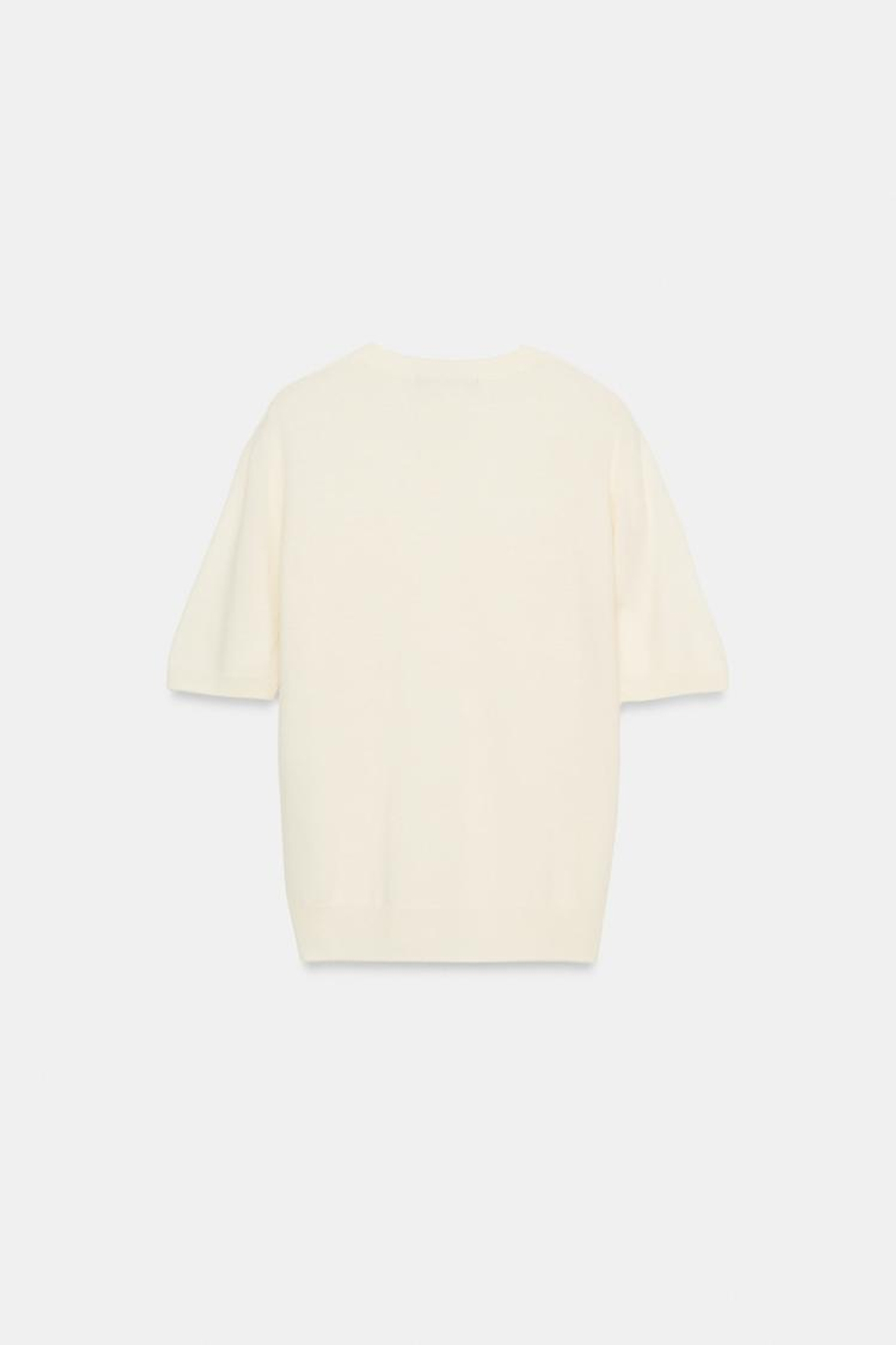 ZARA СВИТЕР ИЗ 100% ШЕРСТИ С КОРОТКИМИ РУКАВАМИ, ЭКРЮ