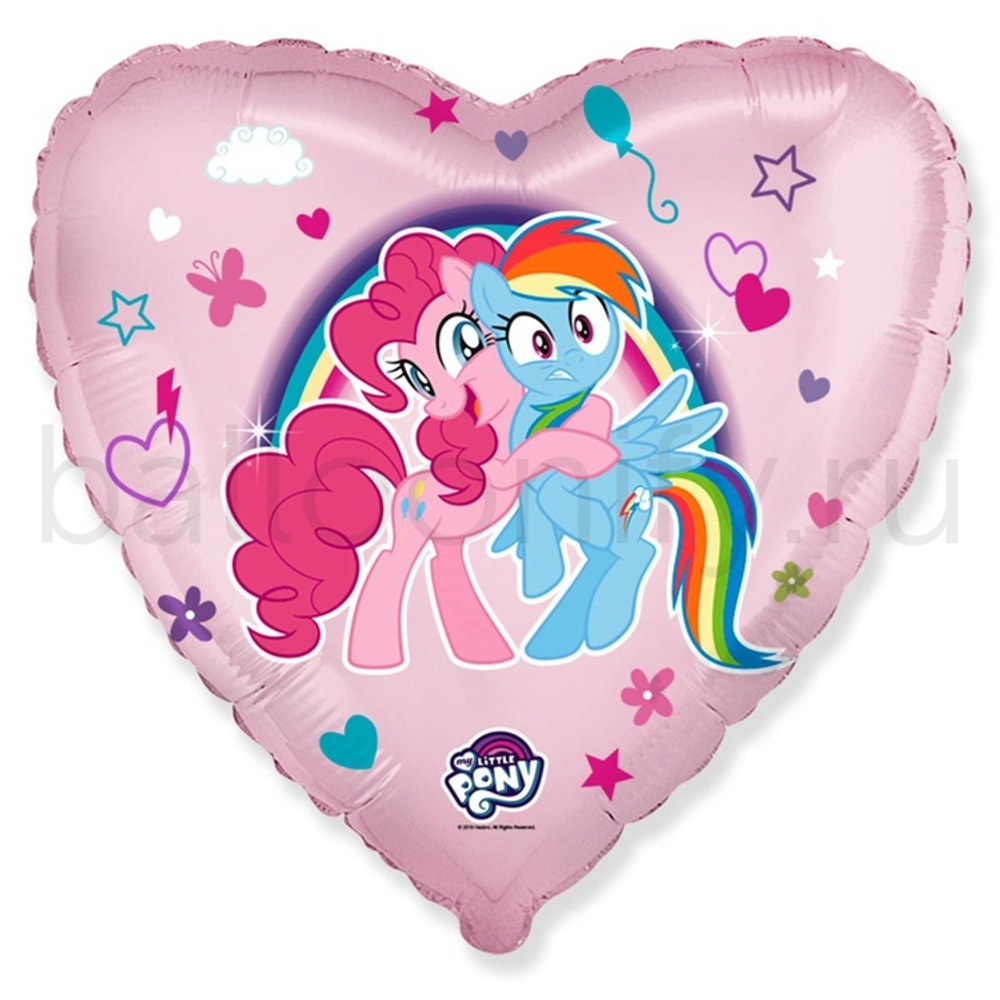 Фольгированная фигура, сердце, Пони объятия/FM,18"/46СМ