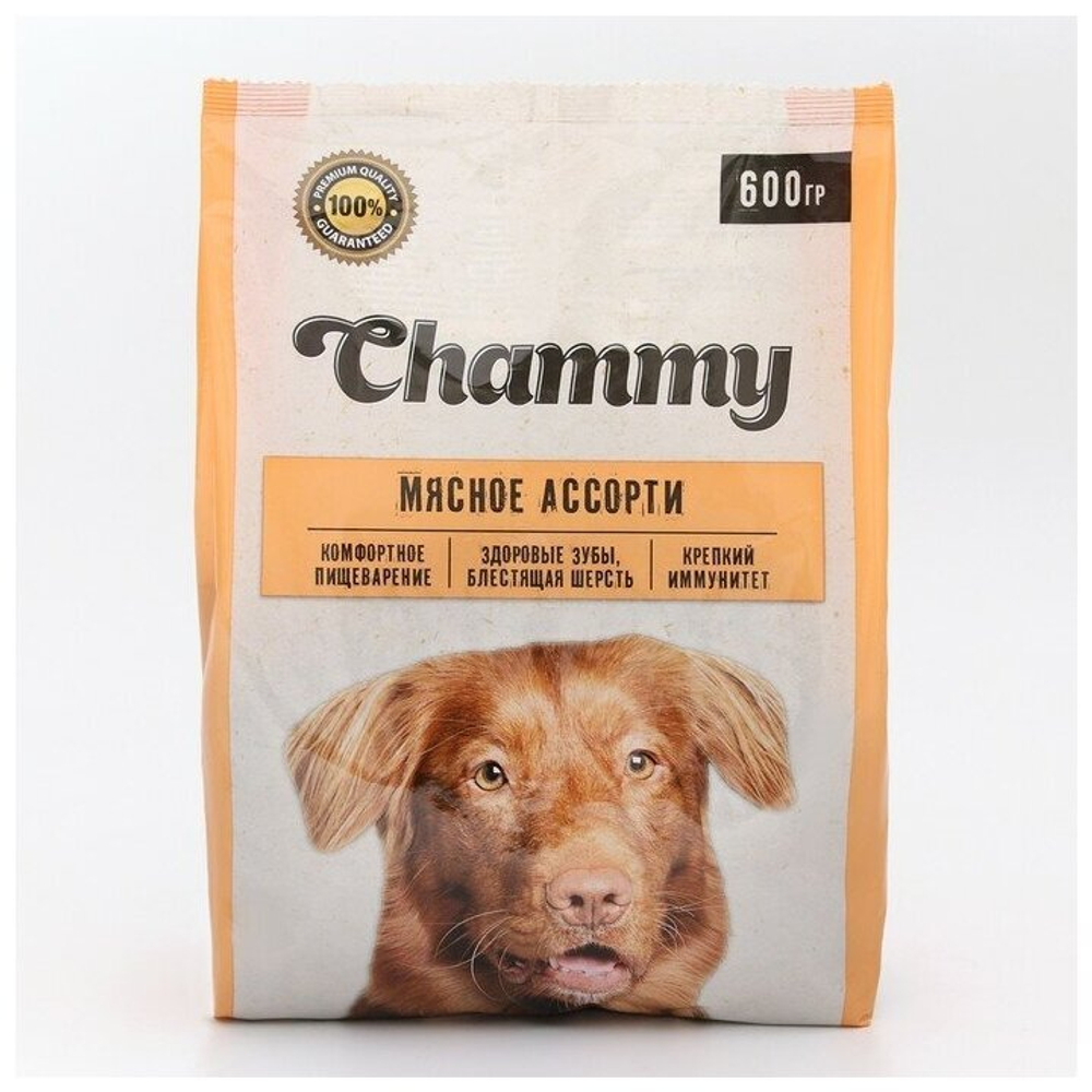 CHAMMY СУХОЙ КОРМ ДЛЯ СОБАК МЕЛКИХ ПОРОД МЯСНОЕ АССОРТИ В П/П 0,600 КГ