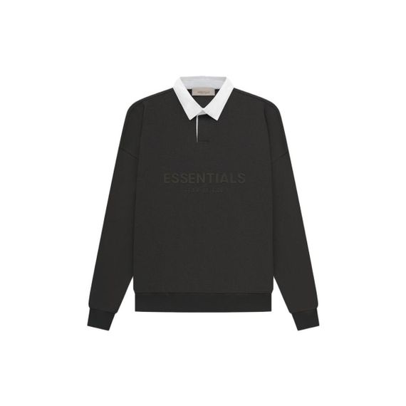 Fear of God Essentials SS23 waffle henley rugby off black Logo Polo