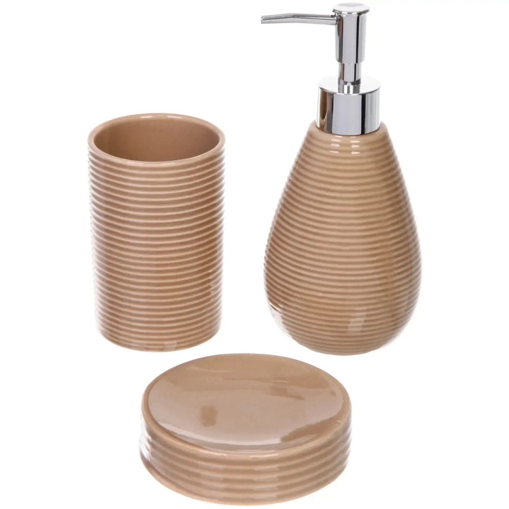 Набор для ванной из 3-х предметов керамический «Сантана» бежевый