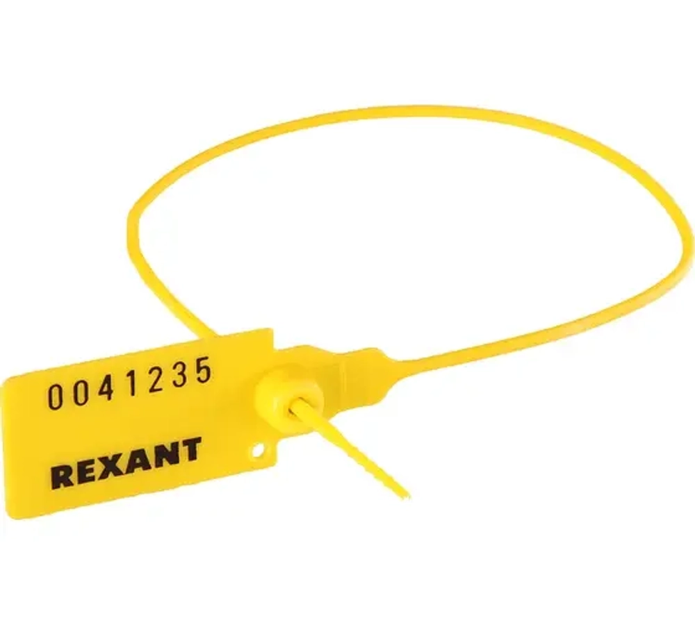 Пломба номерная разрушаемая Rexant 320мм жёлтая
