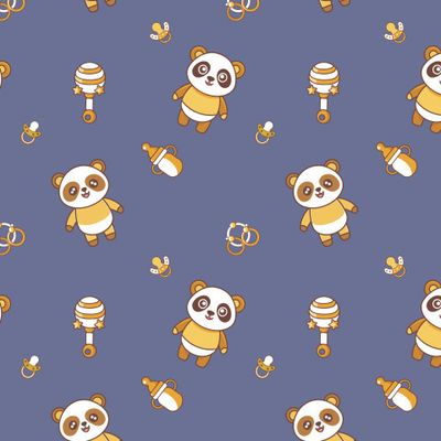 панда малыш погремушка соска синий