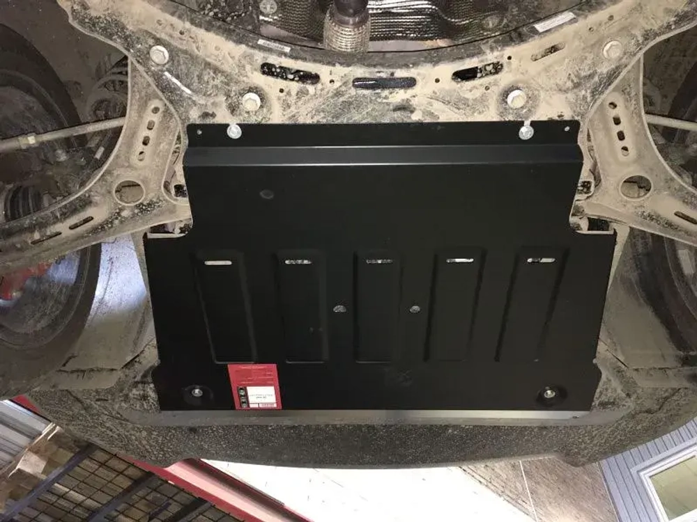Защита картера двигателя, КПП (2 мм, сталь) для Geely Coolray SX11 2020- (V = 1.5T AT FWD), Belgee X50 2023- Sheriff.28.4448