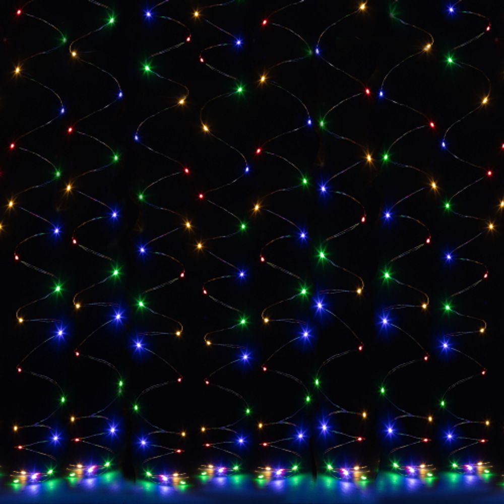 Светодиодная новогодняя гирлянда Intro Holiday INZR-02 занавес 3*3 м мультиколор 240 microled USB | Intro