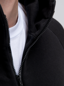 Толстовка на молнии с капюшоном теплая. Уголь