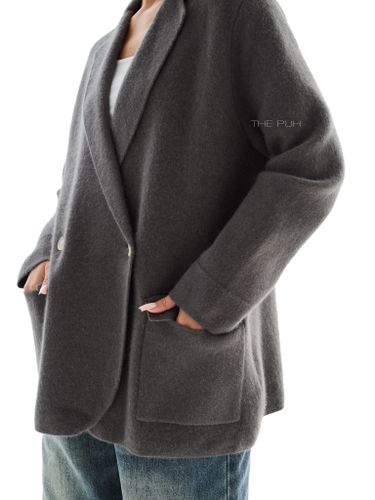 Двубортный темно-серый жакет из кашемира