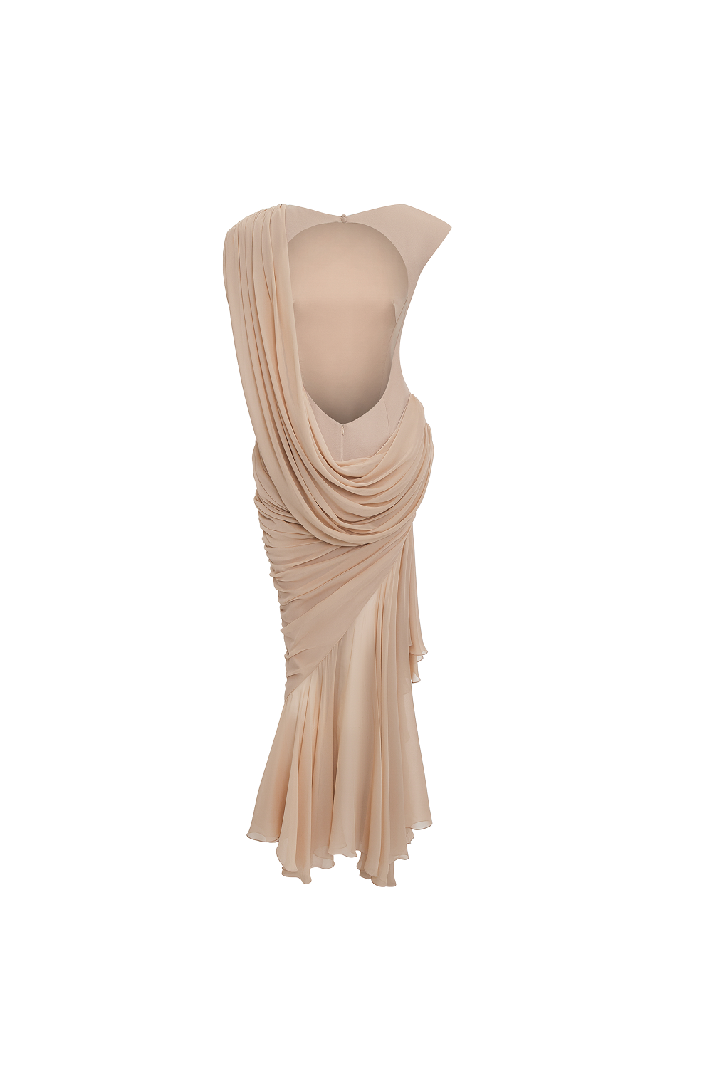 Платье макси из вискозы и шелка с открытой спиной