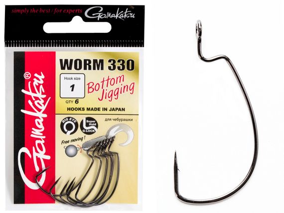 Крючки офсетные Gamakatsu WORM 330 BOTTOM JIGGING HOOKS разм. 01 6шт.