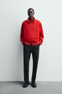 ZARA ТОЛСТОВКА С ВОРОТНИКОМ НА МОЛНИИ, КРАСНЫЙ