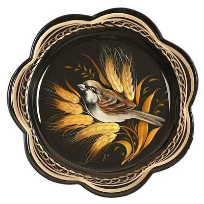 Жостовский поднос декоративный, размер 18 см (A1), металлический