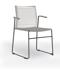 Web стул на полозьях с подлокотниками и спинкой-сеткой