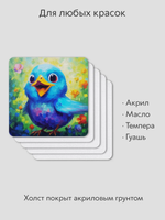 Холст на магните для росписи и рисования, размер: 7х7 см, квадрат со скругленный угол, набор 25 штук