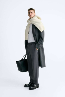 ZARA БРЮКИ-ДЖОГГЕРЫ КОМФОРТНОЙ ПОСАДКИ, ЦЕМЕНТНЫЙ