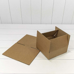 Коробка Для конфет сборная 20х20х7 см из гофрокартона (Коричневый, Крафт)