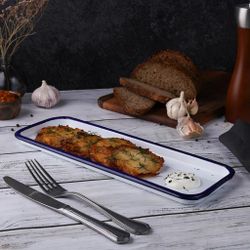 Блюдо прямоугольное 34,7*12,7*1,7 см 400 мл (поднос) Blue Rim эмалированая сталь SUNNEX [1]