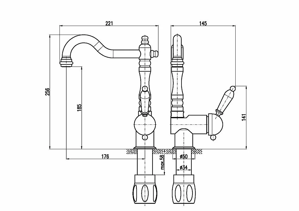 Смеситель для кухни Rav-Slezak LABE L508.5/8CMATC