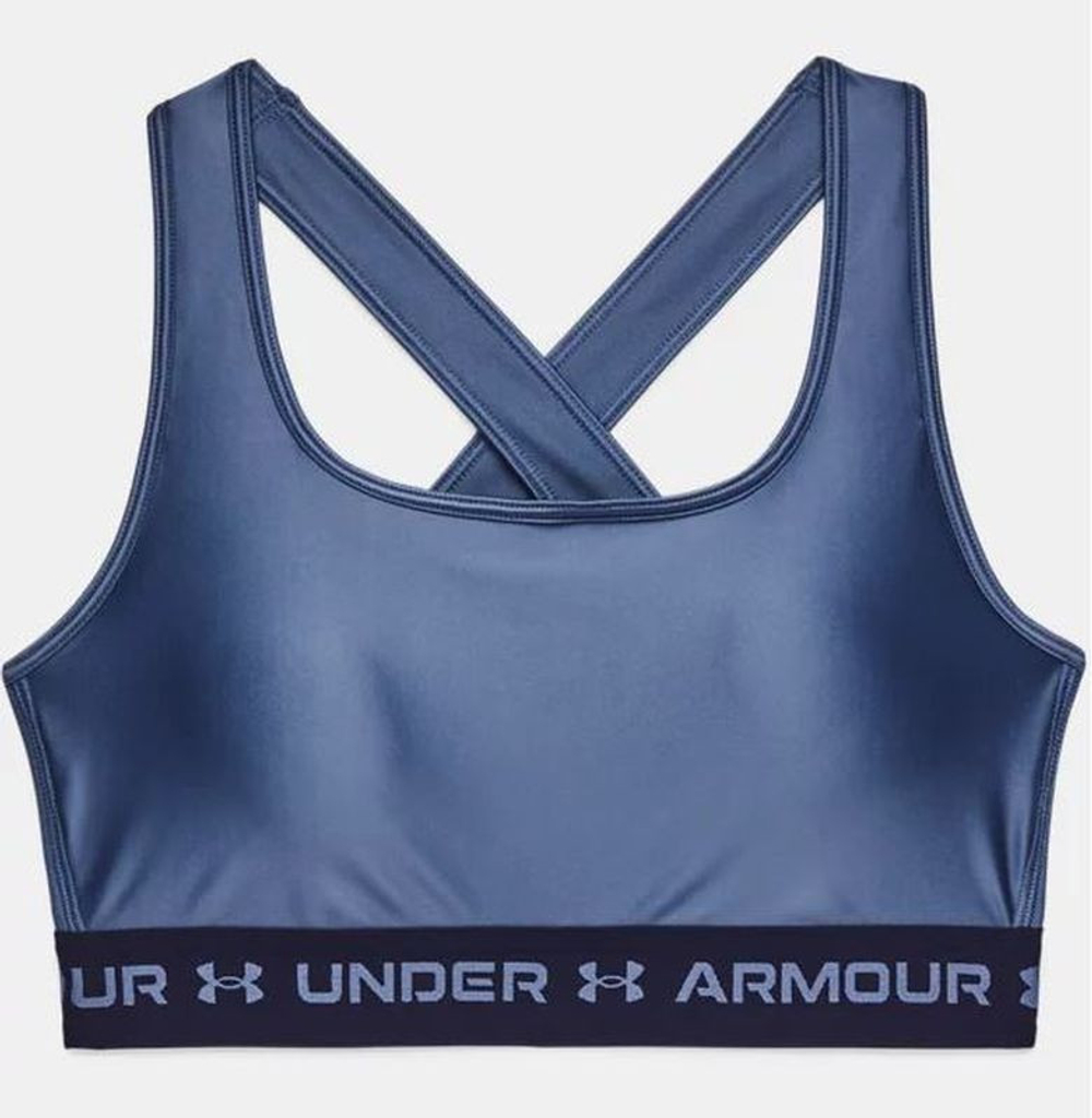ТОП теннисный Under Armour Women's Mid Crossback Matte/Shine Sports Bra - небесный