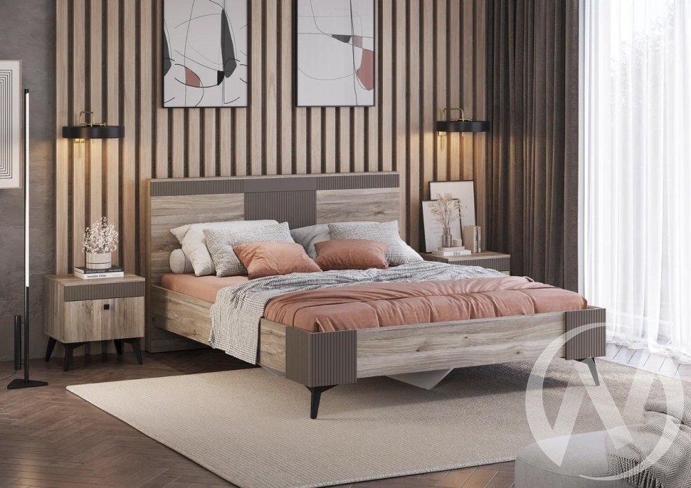 Кровать 1.6 КР-19 Спальня Кассандра (дуб смоки/MF14)