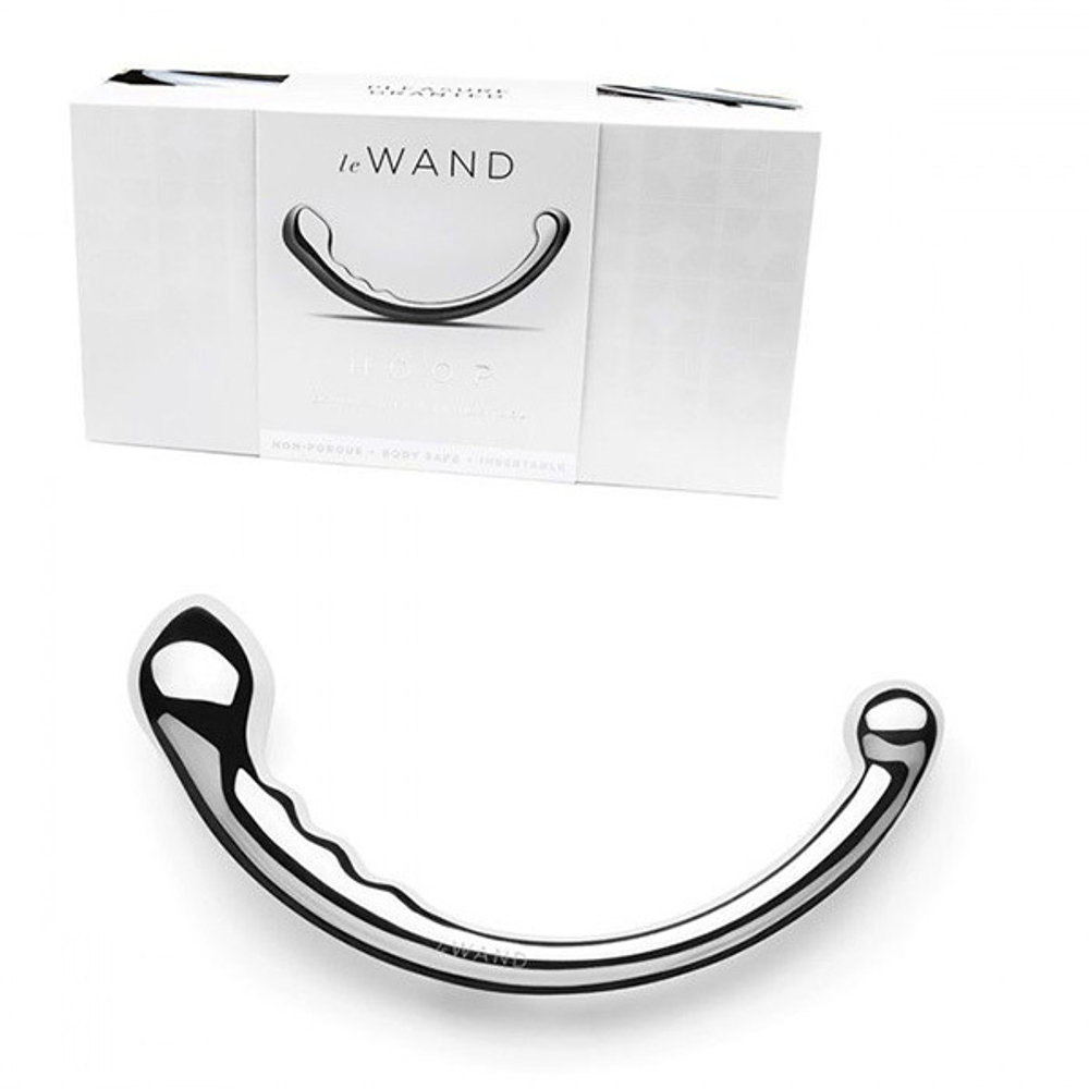 Серебристый фаллоимитатор 19,7см в форме дуги Le Wand Hoop LW-025