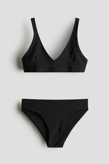 H&M КУПАЛЬНИК С V- ОБРАЗНЫМ ВЫРЕЗОМ, ЧЕРНЫЙ