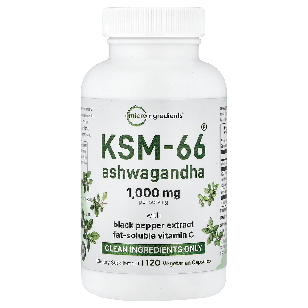 Micro Ingredients, KSM-66®, ашваганда, 120 вегетарианских капсул