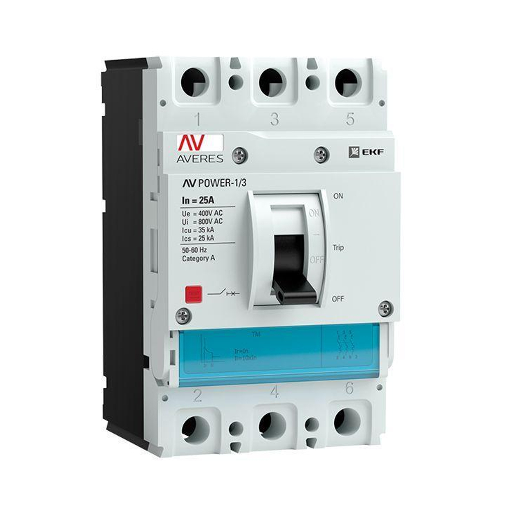 Выключатель автоматический 3п 25А 35кА AV POWER-1/3 TR AVERES EKF mccb-13-25-TR-av
