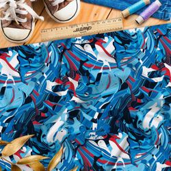 Ткань премиум интерлок абстрактные отражения