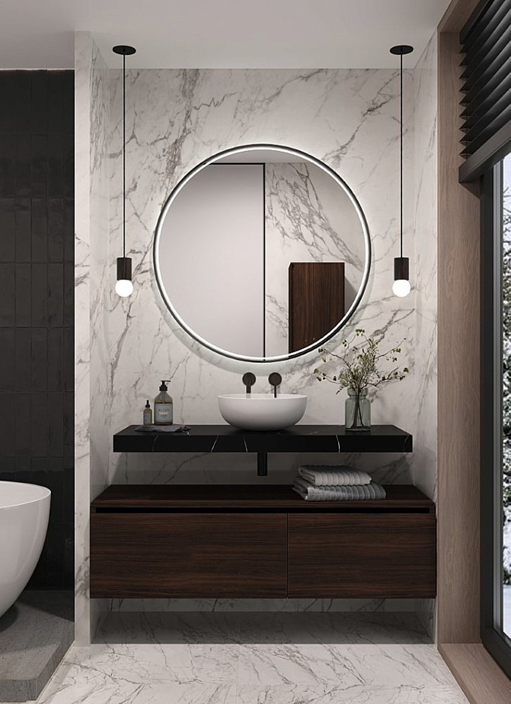 Тумба с раковиной и столешницей Armadi Art Flat 140 темный дуб