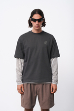 Футболка Blue Monte T-Shirt with Frog, Hand, Tree, and Stone Print "Rock Ash"