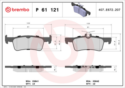 BREMBO - P61121-BRB - Brake Pad Set, disc brake