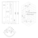 EAGO Душевая кабина с паром и гидромассажем 900х900х2300mm, задняя серебристая стенка DZ951F6