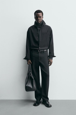 ZARA ПРЯМЫЕ БРЮКИ ИЗ 100% ШЕРСТИ, ЧЕРНЫЙ