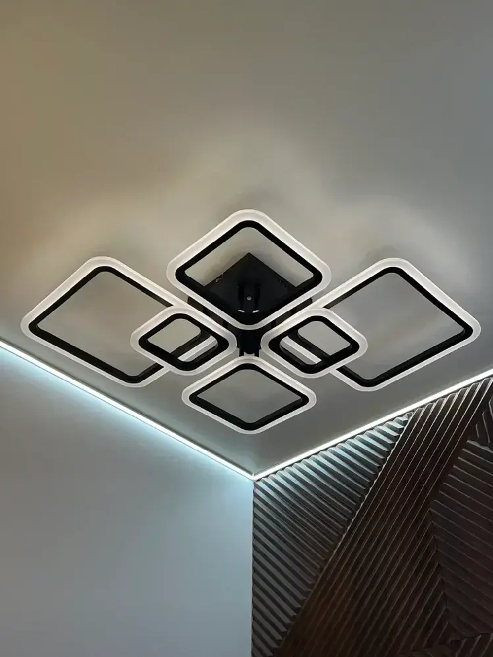 Люстра потолочная светодиодная с пультом, светильник, черная