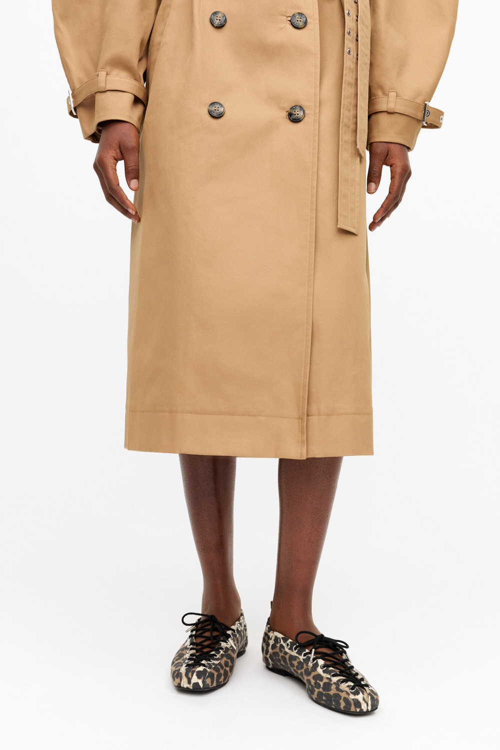 GANNI БАЛЕТКИ НА ШНУРОВКЕ, ЛЕОПАРДОВЫЙ