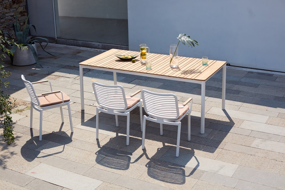 Комплект металлической мебели Tagliamento Armona, белый, терракотовый, натуральный