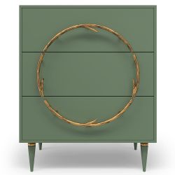 Комод Арт Колор matte Классик Голд с 3 ящиками Зеленый нефрит матовый