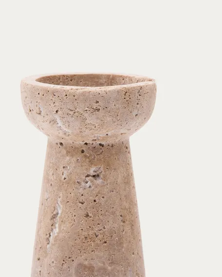 Большой подсвечник Magan 25 см из бежевого травертина