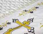 Комплект ритуальный  «Крест с лилиями» цветной  атлас-стеганка