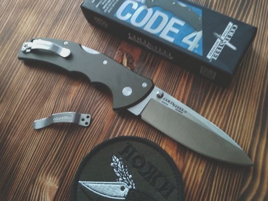 Складной нож Cold Steel 58PS Code-4 Spear Point Plain c клинком из стали CPM-S35VN, рукоять алюминий