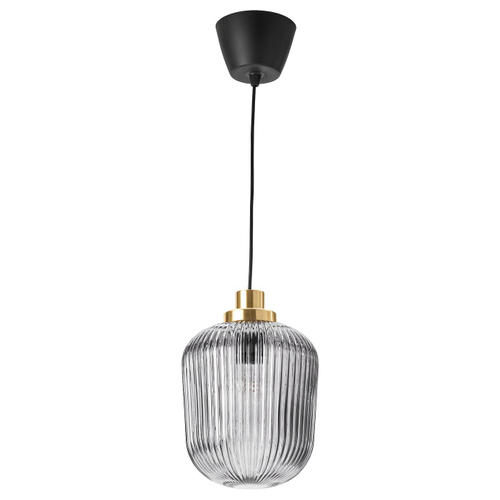 Подвесной светильник IKEA SOLKLINT (СОЛКЛИНТ), Латунь, Серо-прозрачное стекло, 22 см